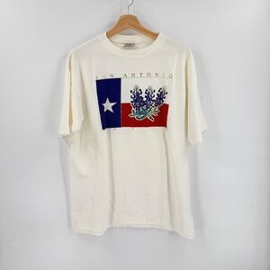 Vintage Ribbed T-Shirt White XL San Antonio Texas Bluebonnet Graphic Made in USA